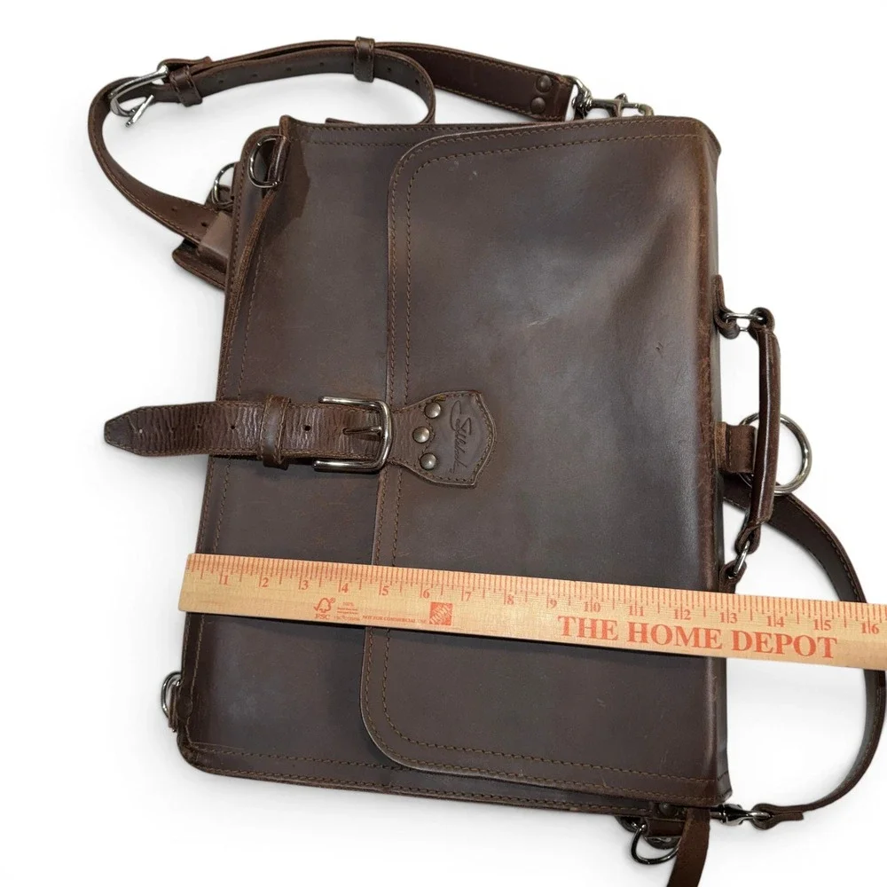 Saddleback Leather Thin Briefcase Dark Coffee Brown Leather Messenger